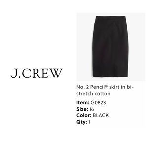 J. Crew No. 2 Pencil Skirt, 16 black (cotton)